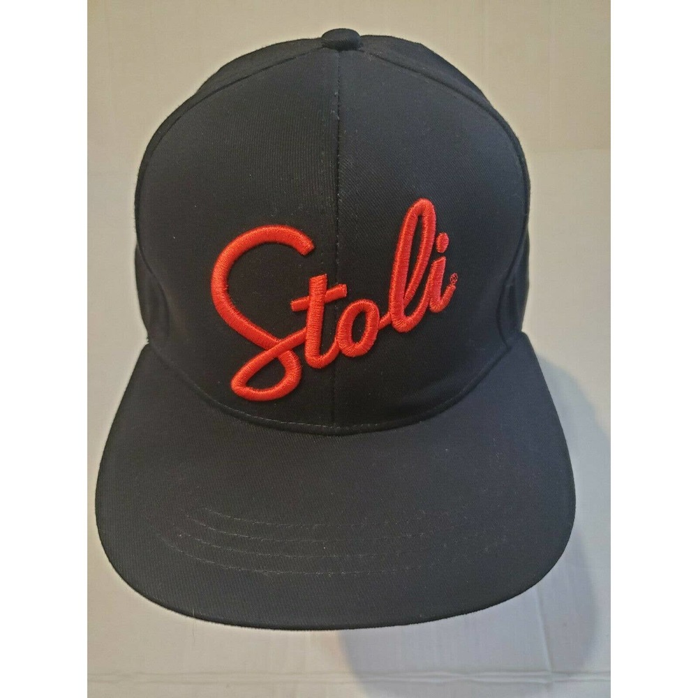 NEW STOLI STOLICHNAYA VODKA LOGO BASEBALL CAP HAT ADJUSTABLE SNAPBACK BLACK RED